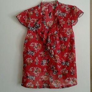 Thin Floral cotton blouse. Size Large